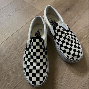 Vans platform checkered slip ons